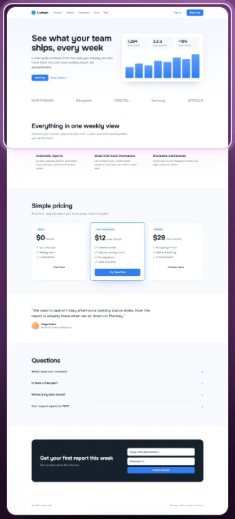 A long landing page captured as one image from top to bottom